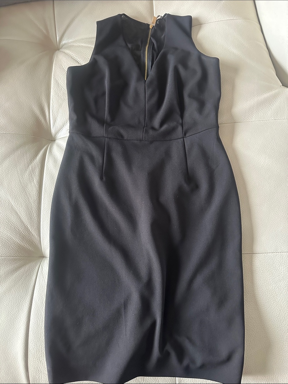 Calvin Klein Black Sleeveless Sheath Dress with Gold Accent